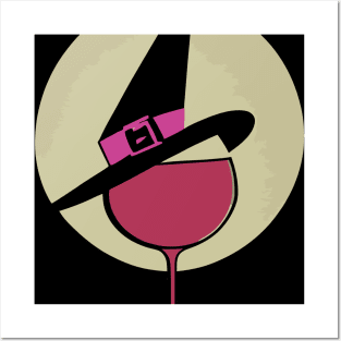 Witches and Wine Halloween Red Wine Lover Posters and Art